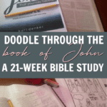Pictures of the John Doodle Journal and a Bible being drawn in