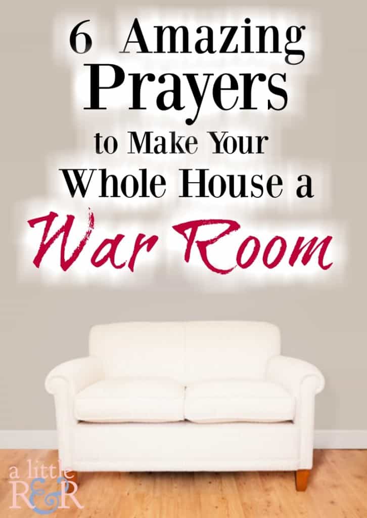 Here are 6 powerful prayers to pray while you clean that will turn your whole house into a war room. Stop viewing housework as a menial task and begin seeing it as beautiful worship as you pray over every room of your house. #alittlerandr #warroom #prayer #homemaking