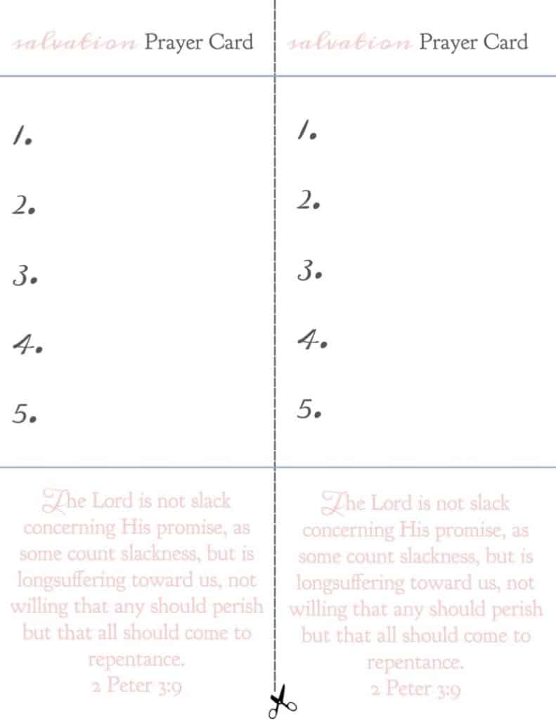 picture of the free printable prayer card