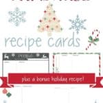Make Christmas baking extra-fun this year with these free Christmas Recipe Cards. Plus, they make a nice addition to Gifts-in-a-Jar or kitchen gadget gifts. #alittlerandr #recipecards #Christmas #freeprintable