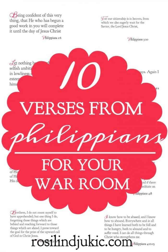 These are so powerful! Download this collection of verses from Philippians for your war room and begin praying these life-changing verses today!