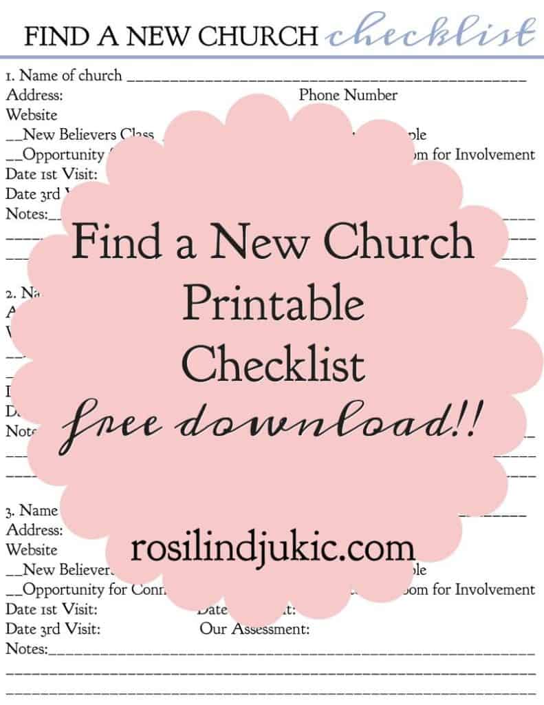 Download this free printable checklist to help you find a new church. #alittlerandr #church #printable