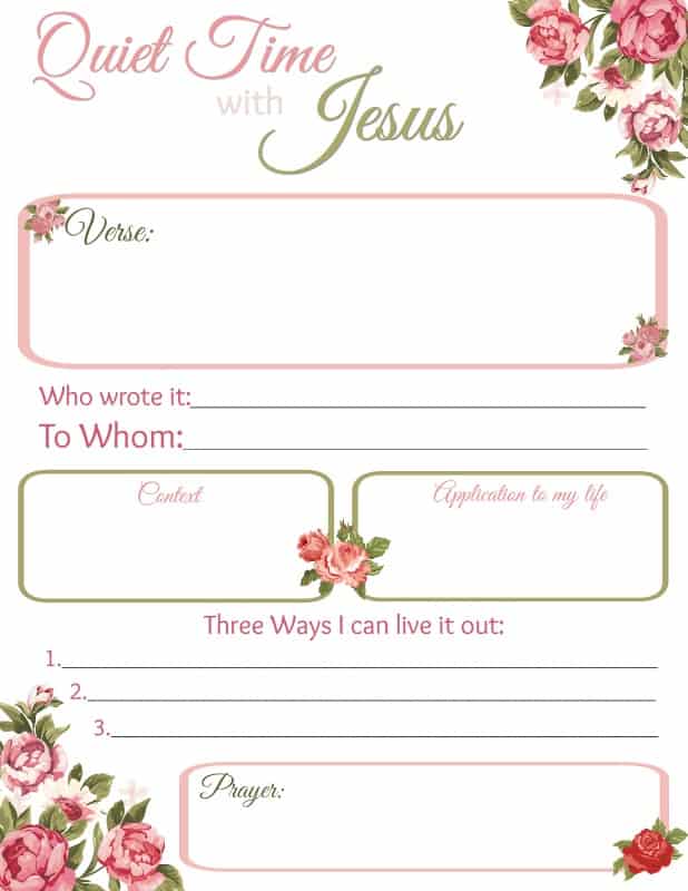 Wow! I wish I had had this Quiet Time worksheet years ago! Such a simple way of taking my daily Bible reading to a whole new level with questions that make me think more deeply about what I'm reading each day.