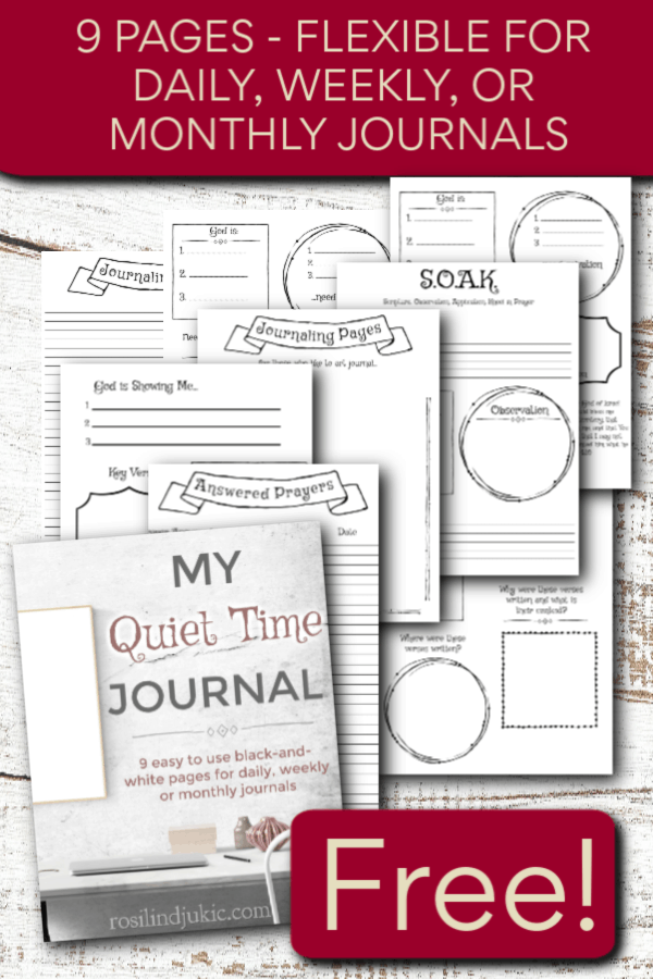 This 9-page Quiet Time Journal is flexible to use with a daily, weekly, or monthly Bible reading plan! Get your copy today for free. #alittlerandr #BibleReading #Biblejournal #Bible #Freebie #Printables