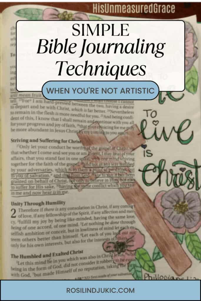 Picture of a Bible page portraying simple Bible journaling techniques