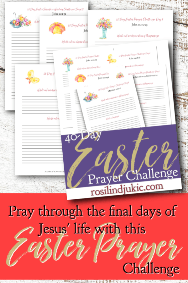 Pray through the final days of Jesus' life on earth with this 40 Day Easter Prayer Challenge and free Easter Reading Plan and journal. #alittlerandr #easter #bible #readingplan #quiettime #warroom