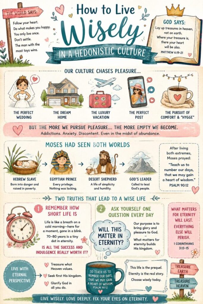 infographic of how to live wisely in a hedonistic culture
