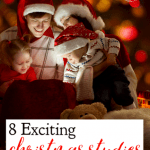 It can be difficult to help our family focus on the true meaning of Christmas. Here are 8 fabulous Christ-Centered Christmas studies for kids. #alittlerandr #Christmas #Christmasresources #homeschool #kids