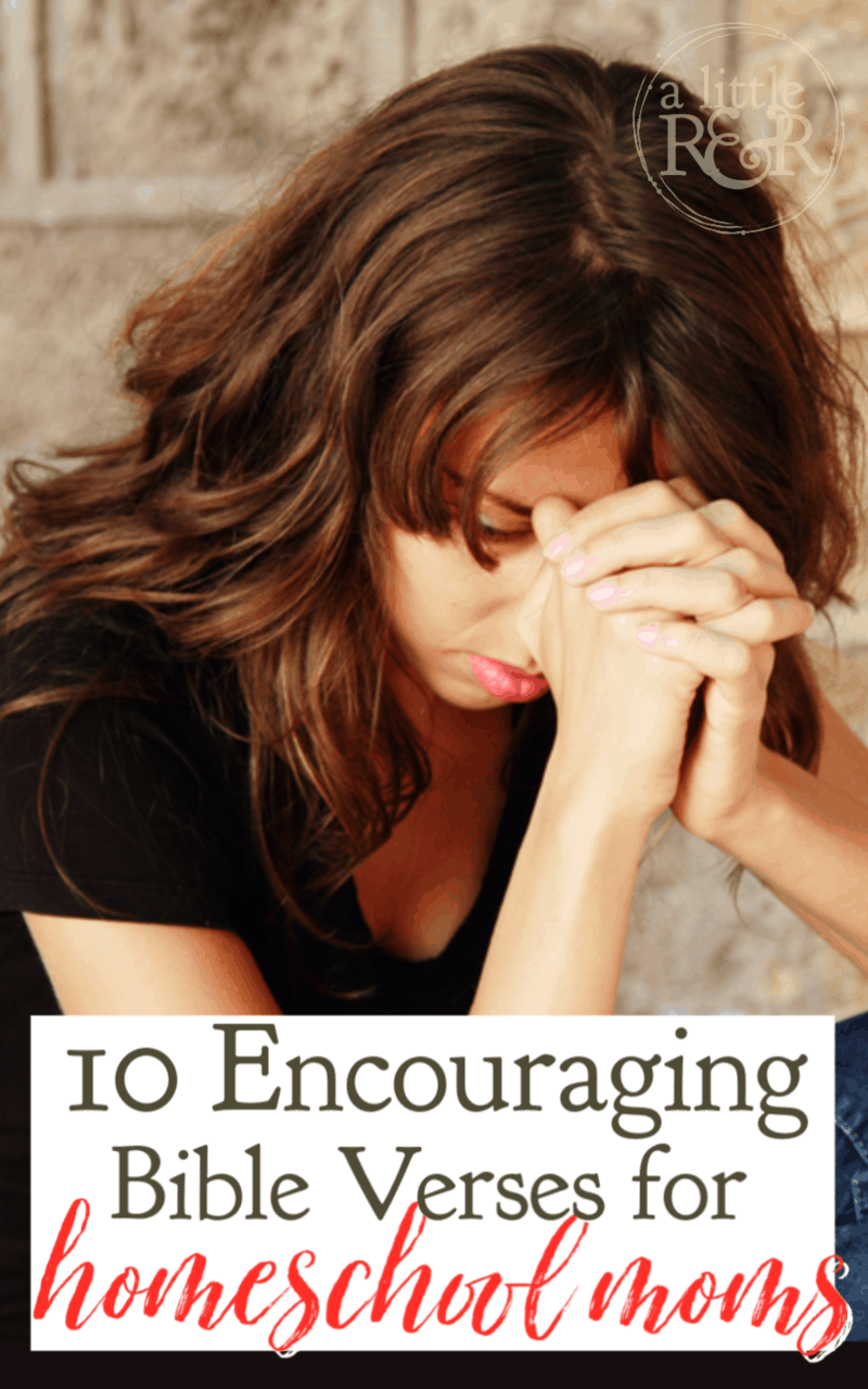 Homeschooling can at times be intimidating and discouraging. Here are 10 encouraging Bible verses for homeschool moms for difficult times. #alittlerandr #homeschool #bible #verses #encouragement #inspiration