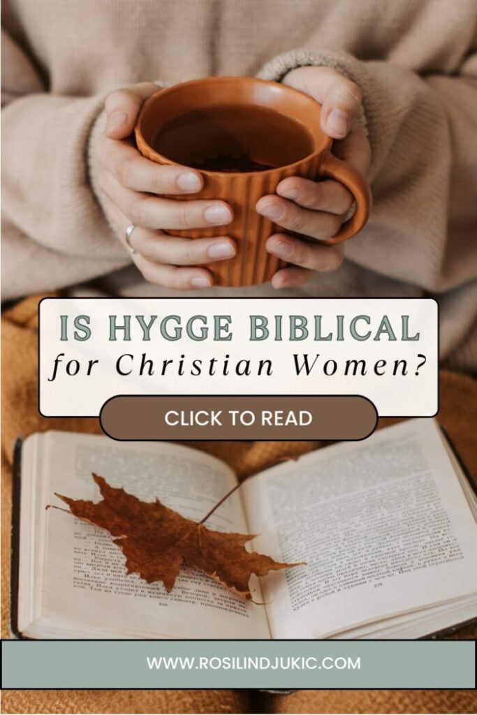A woman with a cup of coffee and book asking is Hygge biblical for Christian women