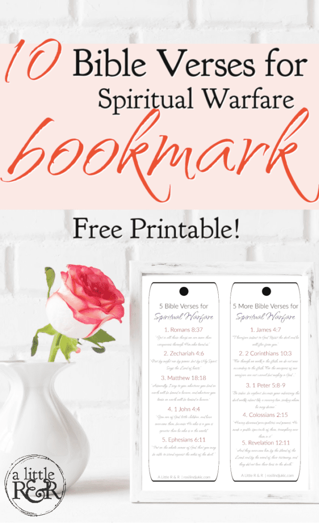 Image of bookmark printable in a frame on a shelf with a pink rose in a vase