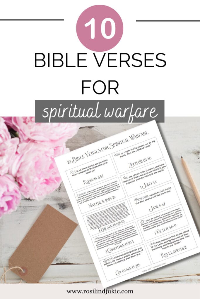 Desk layout of 10 Bible Verses for Spiritual warfare