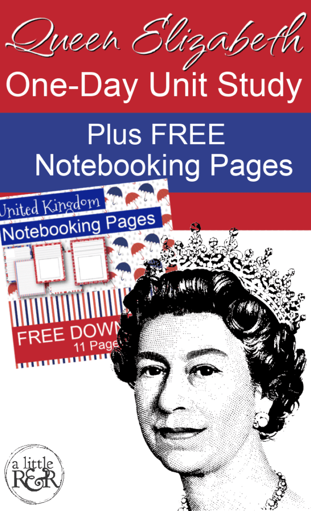 drawing of Queen Elizabeth plus a picture of free noteboking pages
