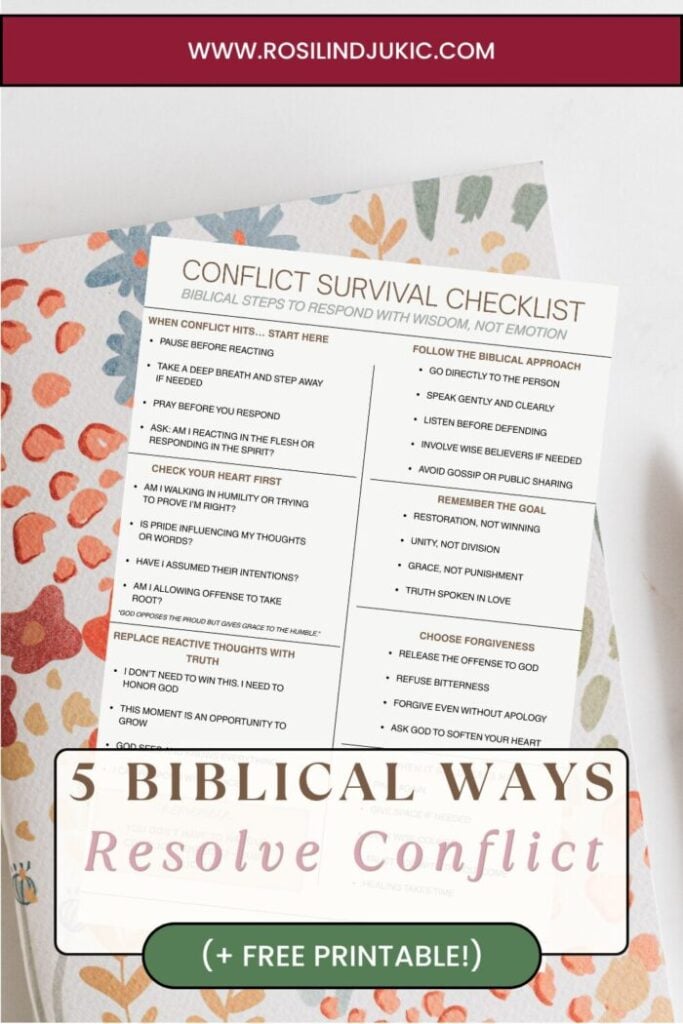 layout of free checklist for biblical ways to resolve conflict