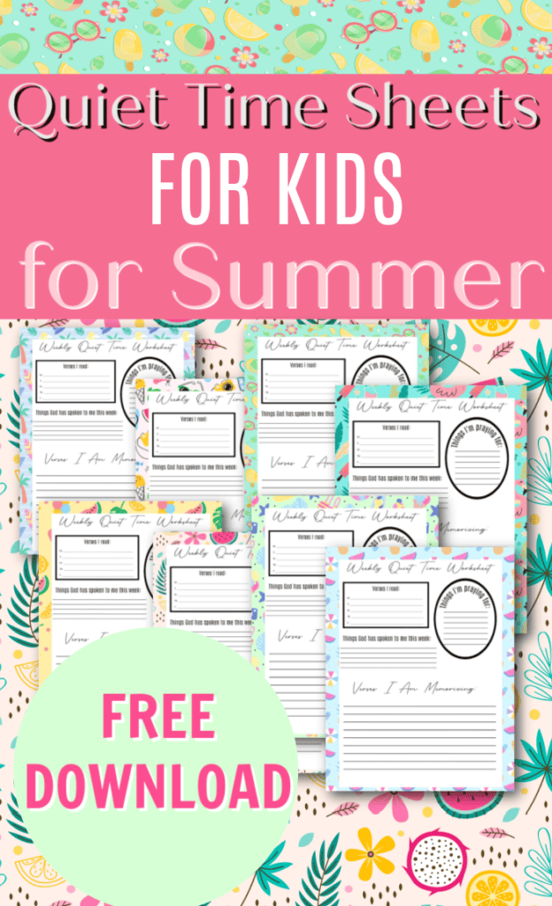 Layout of Quiet Time Worksheets for Kids for Summer