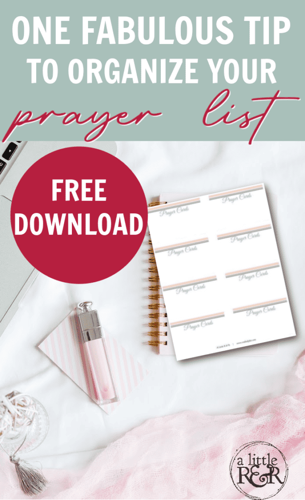 Desk layout with free printable sheet of prayer cards