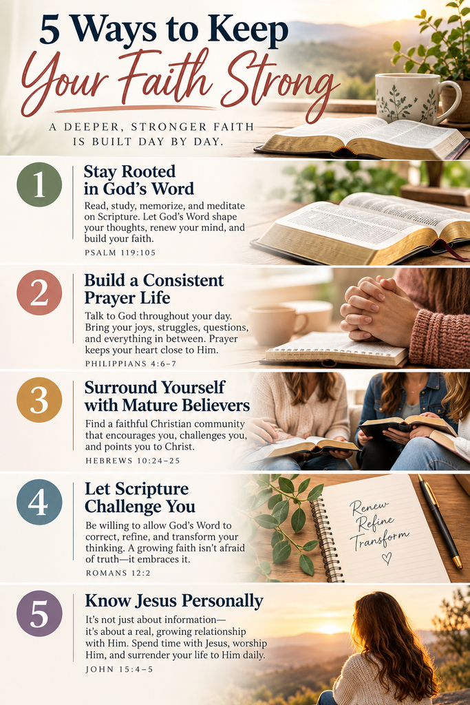 Infographic for 5 ways to keep your faith strong