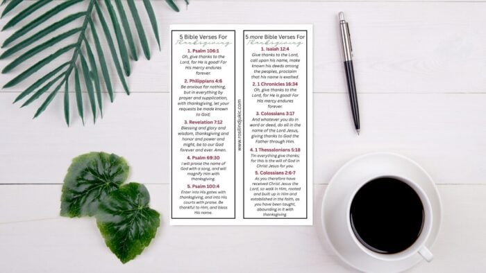 10 Bible Verses for Thanksgiving – Bookmark – Free Printable!