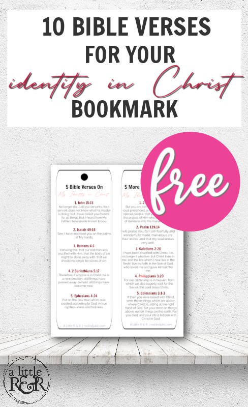 layout of the Bible verses bookmark for My identity in Christ