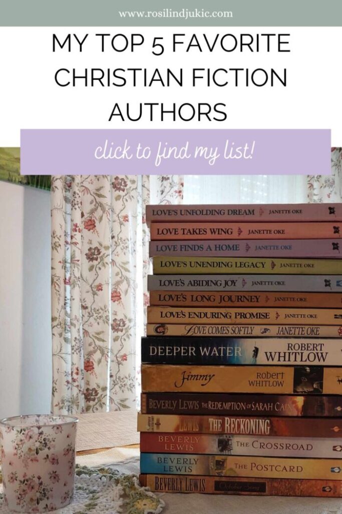 an image of books by my favorite Christian fiction authors