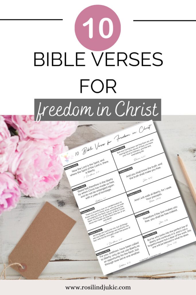 Desk layout of 10 Bible Verses for Freedom in Christ