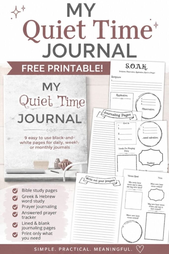 layout of the My Quiet Time Journal cover and pages