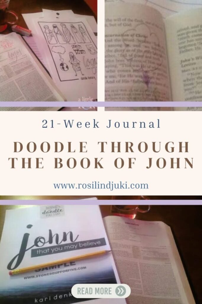 a layout of three images depicting the journal Doodle Through the Book of John