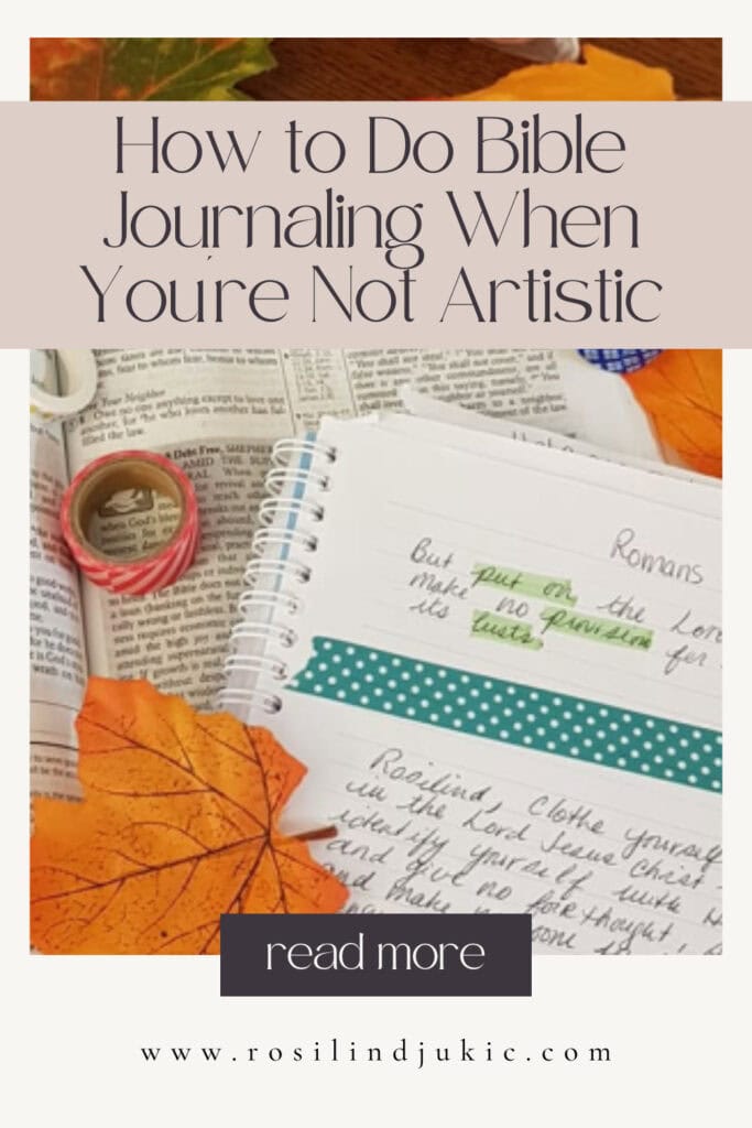 Layout of Bible journaling with Bible, notebook, washi tape and pens