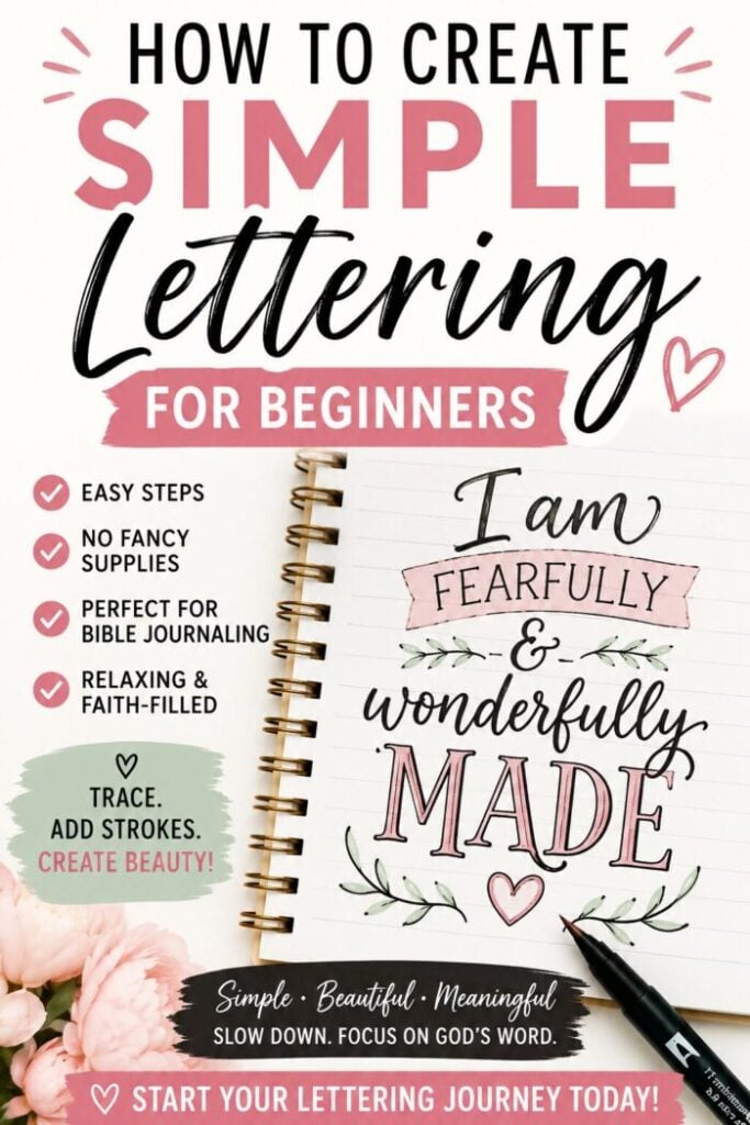 Layout of a simple Bible lettering for beginners sheet
