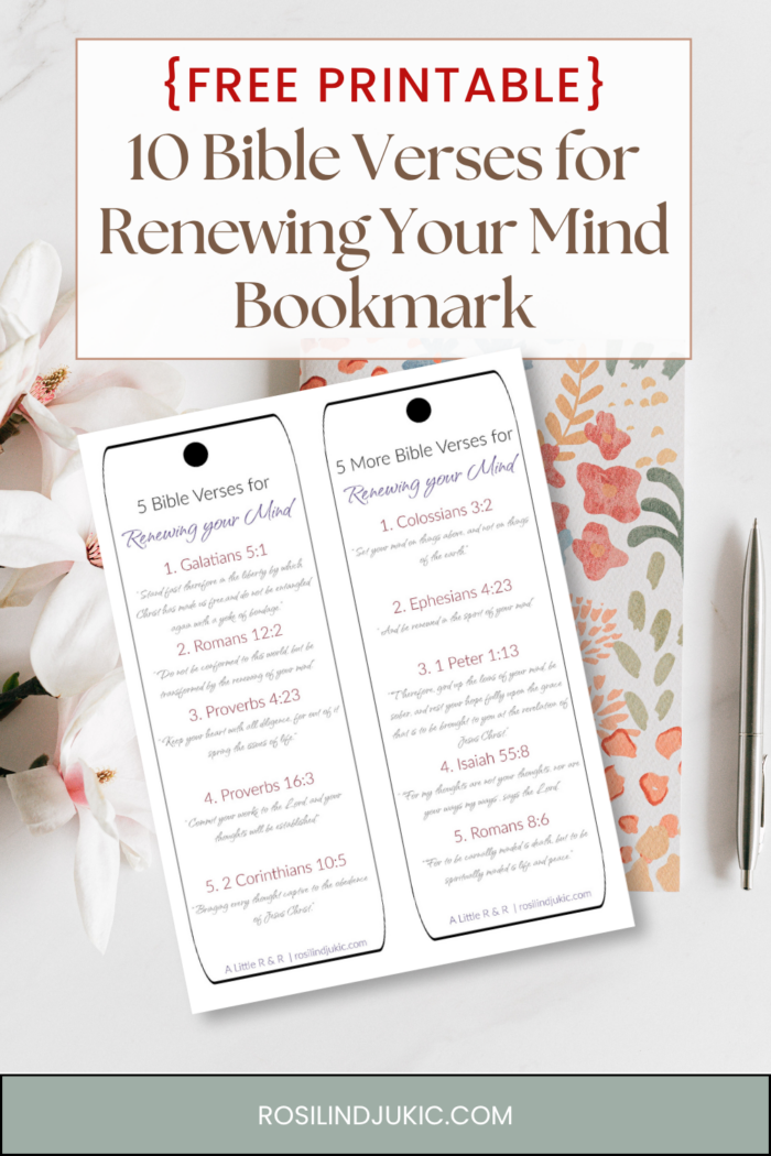 Layout of the Bible Verses for Renewing Your Mind Bookmark