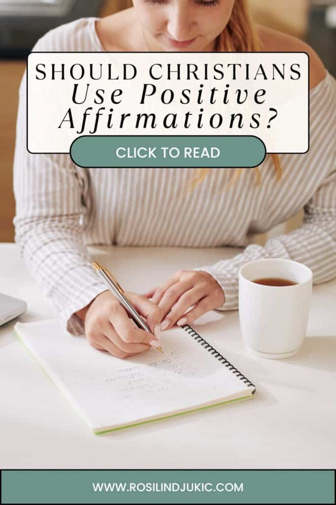 Woman writing affirmations, but should  Christians use positive affirmations