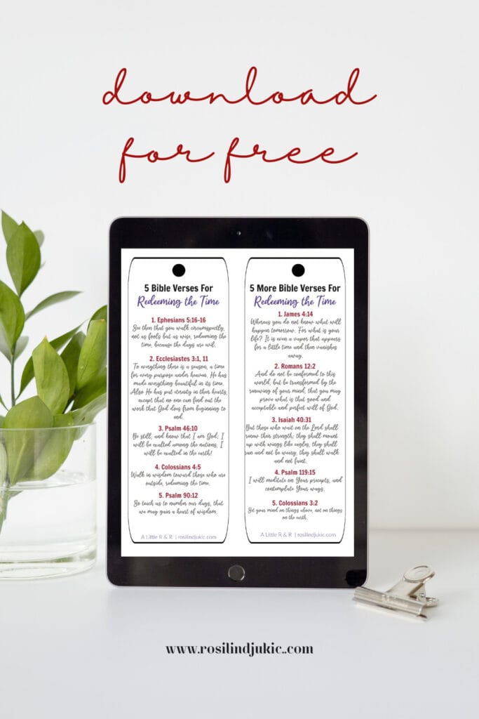 Layout for Bible Verses for Redeeming the Time Bookmark