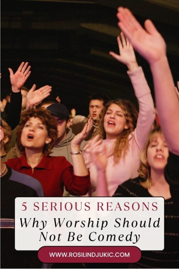 People raising hands remembering why worship should not be comedy