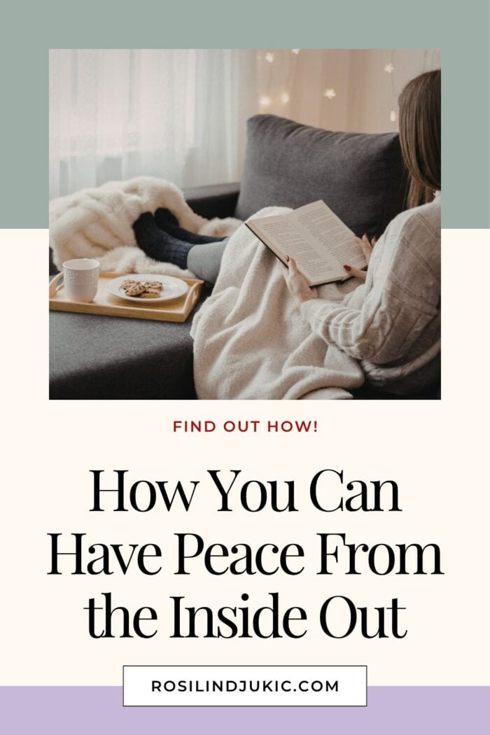 Woman sitting with a book on her lap finding out how you can have perfect peace from the inside out